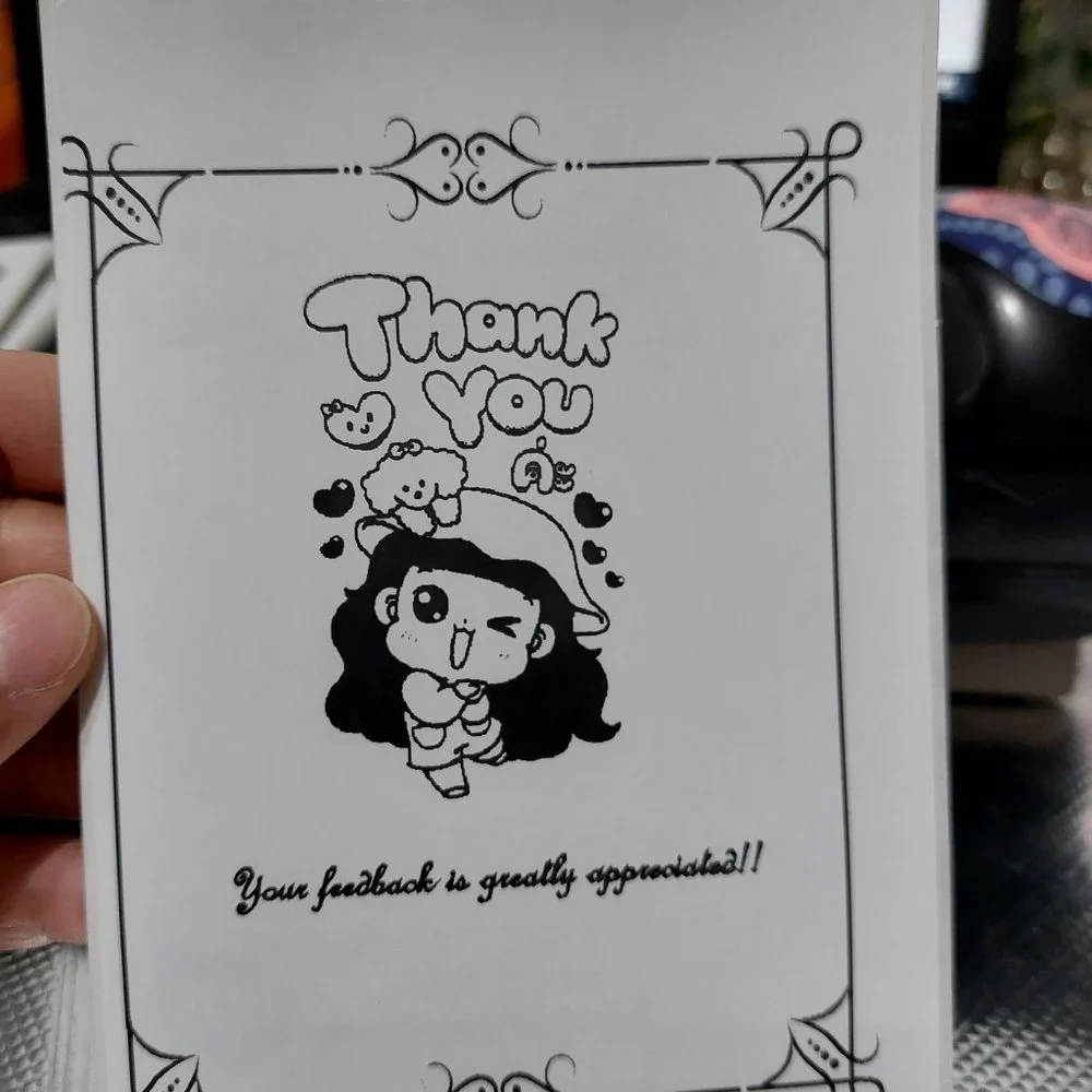 Black White Thermal Label Thank You Labels With DIY Cute Image Touch Ups Sticker